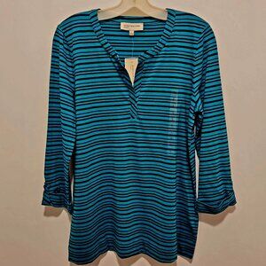 JONES NEW YORK Teal & Navy Shirt